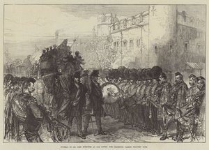Begrafenis van Sir John Burgoyne in de Tower, de processie passeert Traitors